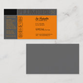 Carte de visite gris et orange de plombier (Devant / Derrière)