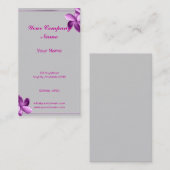 Carte De Visite Gris et Plumeria d'aubergine (Devant / Derrière)