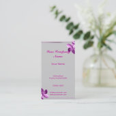 Carte De Visite Gris et Plumeria d'aubergine (Debout devant)