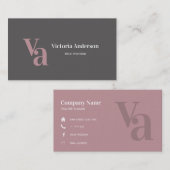 Carte De Visite Gris Et Rose (Devant / Derrière)