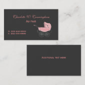 Carte de visite gris et rose de coutume de bonne (Devant / Derrière)