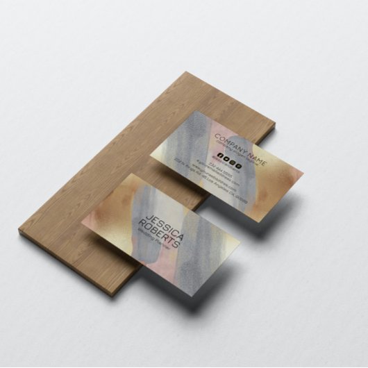 Carte De Visite Gris et Rose-or brosses arrière - plan