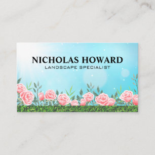 Carte De Visite Gris et roses roses roses Jardin