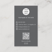 Carte de visite gris foncé avec code QR pour logo (Dos)