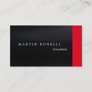 Carte De Visite Gris foncé élégant rouge uni propre