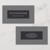 Carte De Visite Gris foncé et rayures blanches (Devant / Derrière)