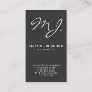 Carte de visite gris foncé monogramme calligraphiq