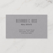 Carte De Visite Gris foncé Simple à trois lettres Monogramme (Dos)