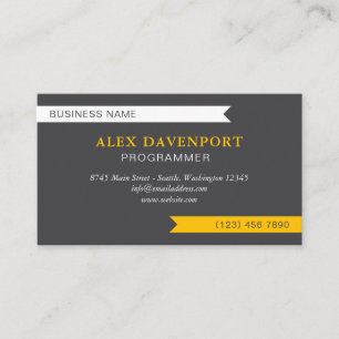 Carte De Visite Gris & Forte Jaune Guidon Pennant Toute Profession