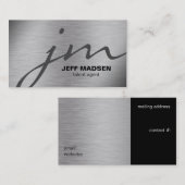 Carte De Visite Gris futuriste et noir sur acier (Devant / Derrière)