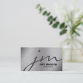 Carte De Visite Gris futuriste et noir sur acier (Debout devant)