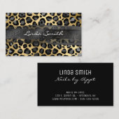 Carte De Visite Gris Gold Foil Leopard Brush Stroke (Devant / Derrière)