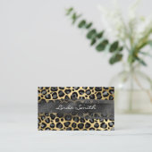 Carte De Visite Gris Gold Foil Leopard Brush Stroke (Debout devant)
