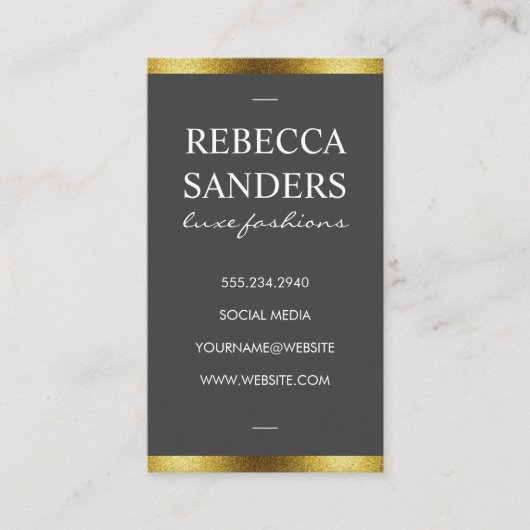 Carte De Visite Gris / Golden Parties scintillant Trier (Devant)