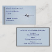 Carte De Visite Gris Gris Gris Avion commercial Capitaine pilote (Devant / Derrière)