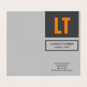 Carte De Visite Gris gris monogramme attrayant (Extérieur déplié)