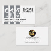 Carte De Visite Gris Handyman Outils Panneau Construction (Devant / Derrière)