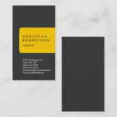 Carte de visite gris jaune standard vertical (Devant / Derrière)