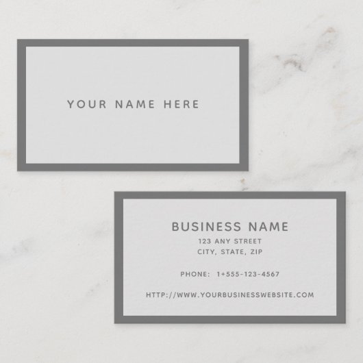 Carte de visite gris minimal (Devant / Derrière)