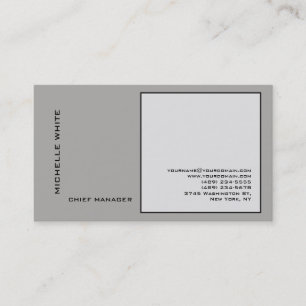 Carte De Visite Gris minimaliste élégant Plain Professionnel