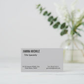 Carte De Visite Gris Minimaliste Professionnel (Debout devant)