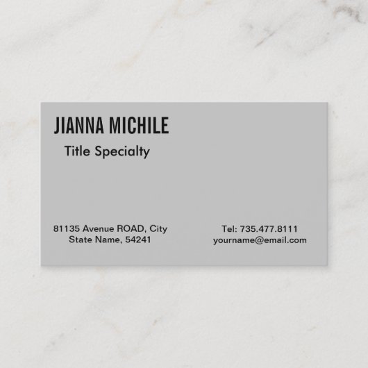Carte De Visite Gris Minimaliste Professionnel (Devant)