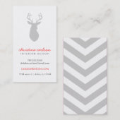 Carte De Visite Gris Moderne Cerfs & Grandes Bandes Chevron (Devant / Derrière)