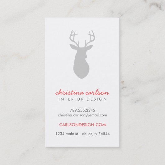 Carte De Visite Gris Moderne Cerfs & Grandes Bandes Chevron (Devant)