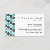 Carte De Visite Gris moderne et frontière bleue d'hexagone d'aqua (Dos)