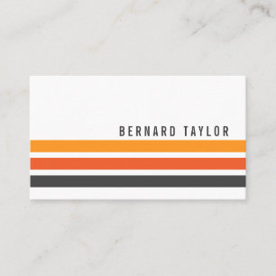 Carte De Visite Gris moderne et rayures rétro orangées blanc él