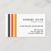 Carte De Visite Gris moderne et rayures rétro orangées blanc éléga (Dos)
