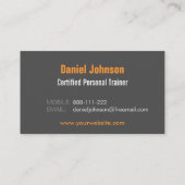 Carte De Visite Gris Moderne Fitness Icônes Personal Trainer (Dos)