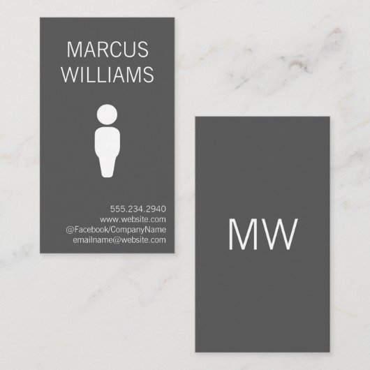 Carte De Visite Gris moderne / Icône (Devant / Derrière)