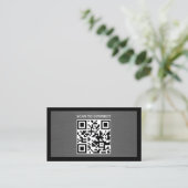 Carte De Visite Gris Moderne Métal Faux Code QR Noir Gras (Debout devant)