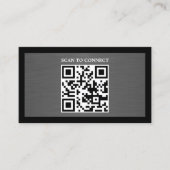 Carte De Visite Gris Moderne Métal Faux Code QR Noir Gras (Devant)