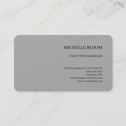 Carte De Visite Gris Moderne Plat Simple Minimaliste (Devant)