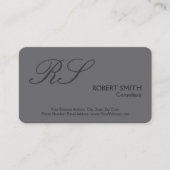 Carte De Visite Gris Moderne Simple Simple Plain Élégant Monogramm (Devant)