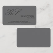 Carte De Visite Gris Moderne Simple Simple Plain Élégant Monogramm (Devant / Derrière)