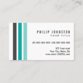 Carte De Visite Gris moderne turquoise aqua rayures bleues chic bl (Dos)