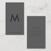 Carte De Visite Gris monogramme minimal (Devant / Derrière)