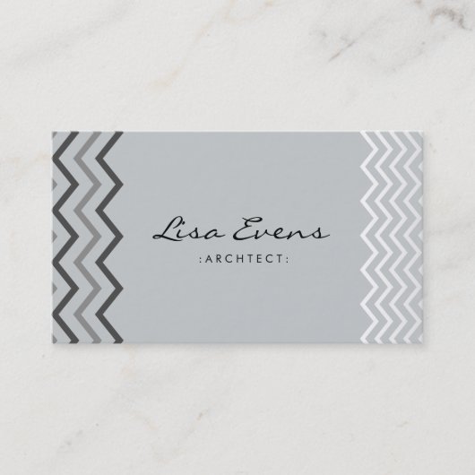 Carte de visite gris Motif classique Chevron (Devant)