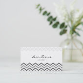 Carte de visite gris Motif classique Chevron (Debout devant)