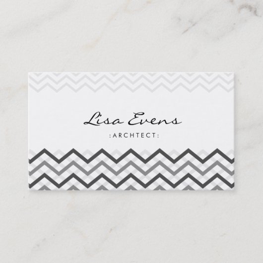 Carte de visite gris Motif classique Chevron (Devant)