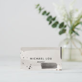 Carte de visite gris neutre Abstrait d'aquarelle (Debout devant)