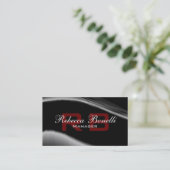 Carte de visite gris noir blanc rouge Monogramme (Debout devant)