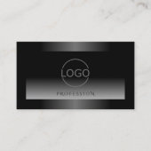 Carte De Visite Gris noir brillant Gradient blanc et logo moderne (Devant)