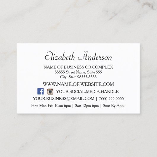 Carte De Visite Gris noir et blanc vert FAUX Glitz (Dos)