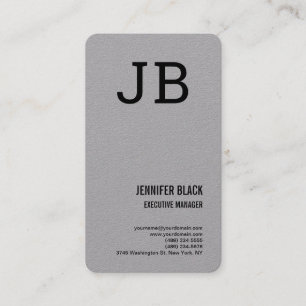 Carte De Visite Gris Noir Gras Monogramme Minimaliste Moderne Simp