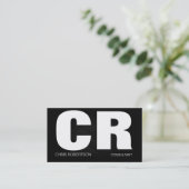 Carte de visite gris noir Monogramme (Debout devant)