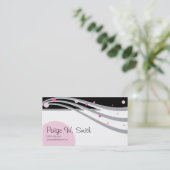 Carte de visite gris noir rose chic (Debout devant)